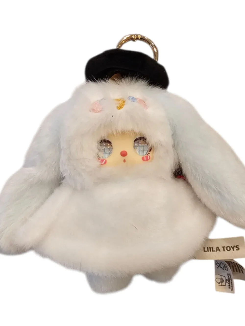 Liila Rainbow Candy Bunny vinyl plush pendant from Liila Toys Keychain White